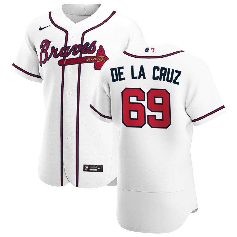 Atlanta Braves #69 Jasseel De La Cruz Men Nike White Home 2020 Authentic Player MLB Jersey